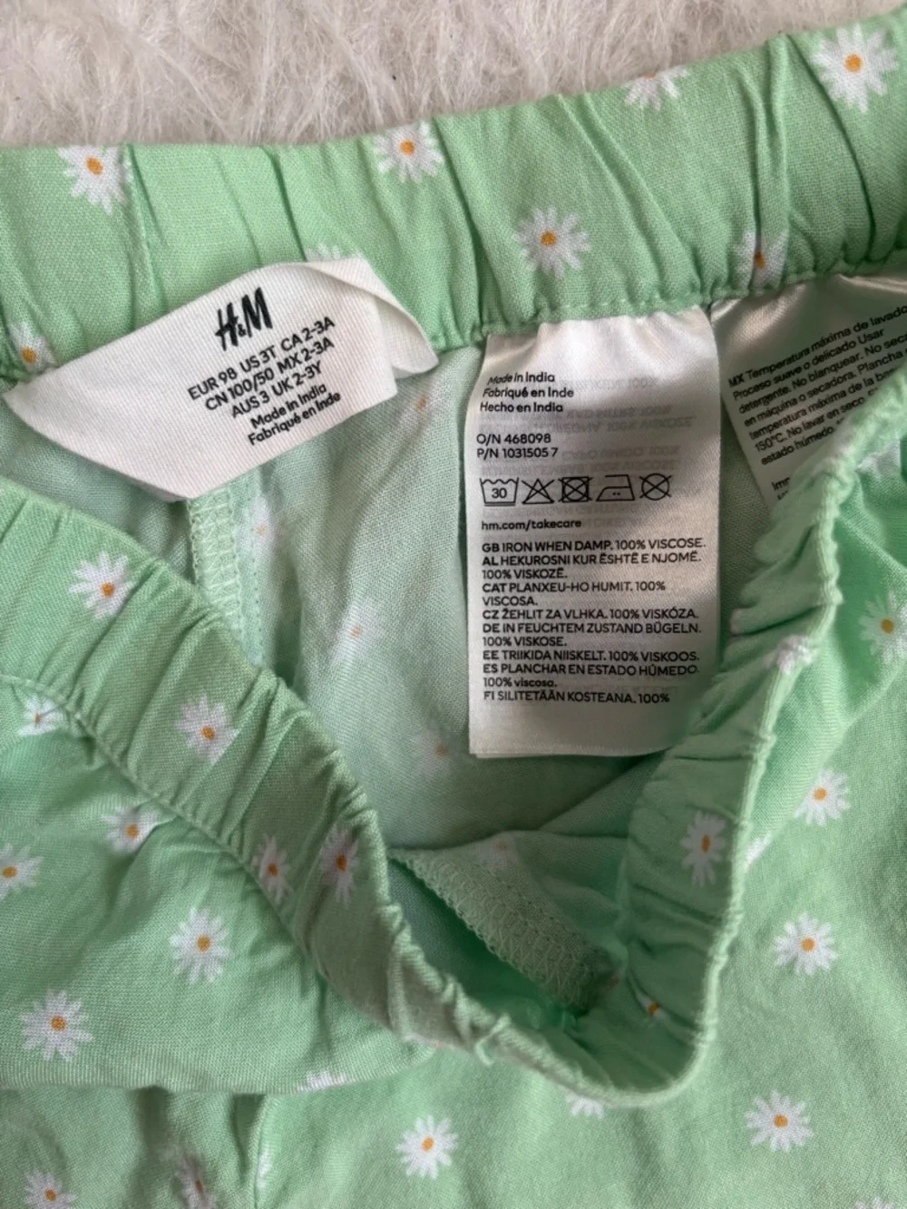 H&M Girls Cottagecore Light Green Floral Cropped Tank & Flare Pants Set